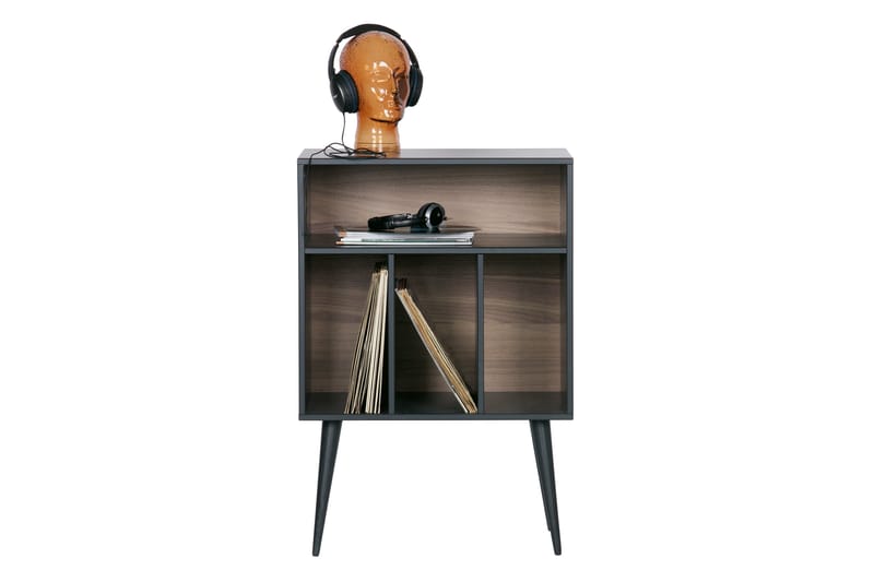 Seamas Sängbord 60 cm med Förvaring Hyllor - Valnöt/Svart - Möbler - Bord & matgrupper - Avlastningsbord - Sängbord & nattduksbord