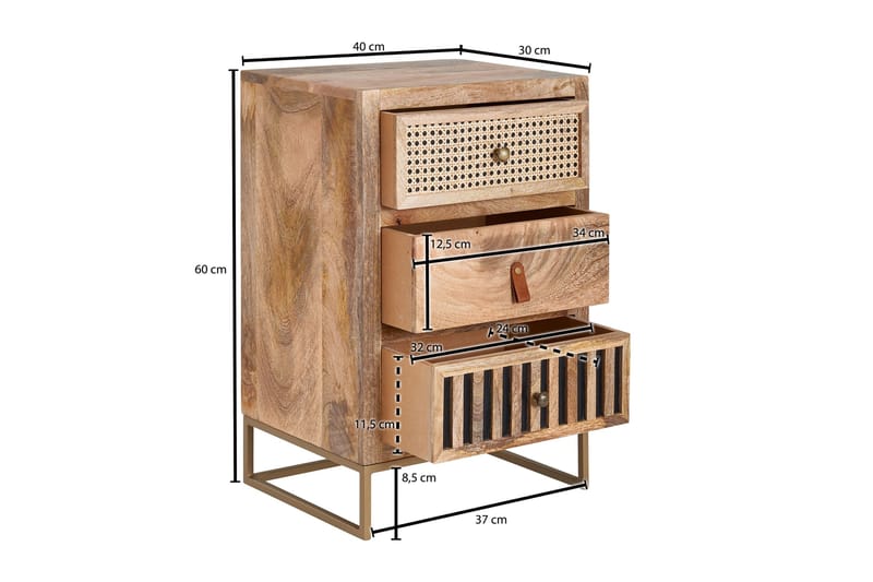 Seddik Sängbord 30 cm Rektangulär - Brun - Möbler - Bord & matgrupper - Avlastningsbord - Sängbord & nattduksbord