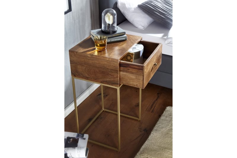 Seddik Sängbord 35 cm Rektangulär - Guld/Brun - Möbler - Bord & matgrupper - Avlastningsbord - Sängbord & nattduksbord