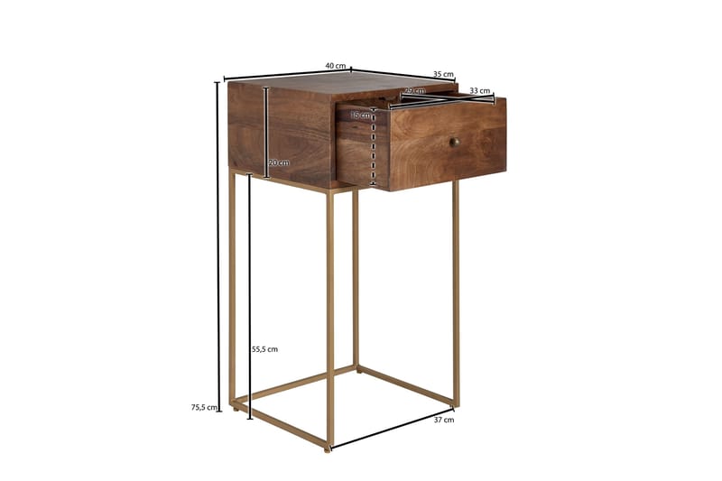 Seddik Sängbord 35 cm Rektangulär - Guld/Brun - Möbler - Bord & matgrupper - Avlastningsbord - Sängbord & nattduksbord