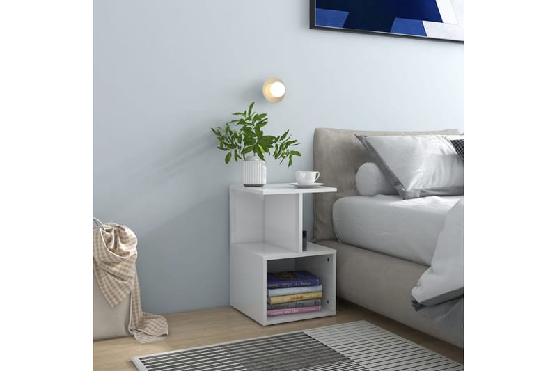 Sidoskåp vit högglans 35x35x55 cm spånskiva - Vit - Möbler - Bord & matgrupper - Avlastningsbord - Sängbord & nattduksbord