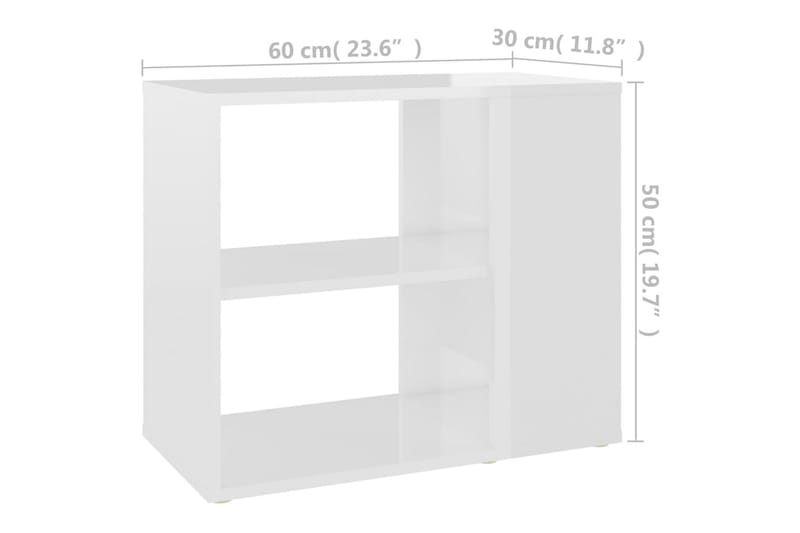 Sidoskåp vit högglans 60x30x50 cm spånskiva - Vit - Sängbord & nattduksbord