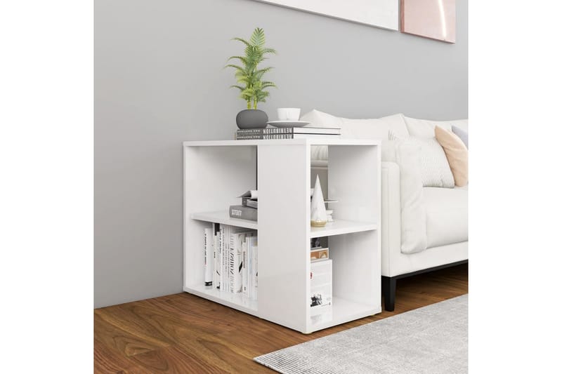 Sidoskåp vit högglans 60x30x50 cm spånskiva - Vit - Möbler - Bord & matgrupper - Avlastningsbord - Sängbord & nattduksbord