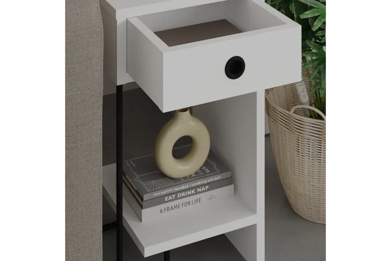 Sirius Sängbord 32x30 cm Vit - Hanah Home - Möbler - Bord & matgrupper - Avlastningsbord - Sängbord & nattduksbord