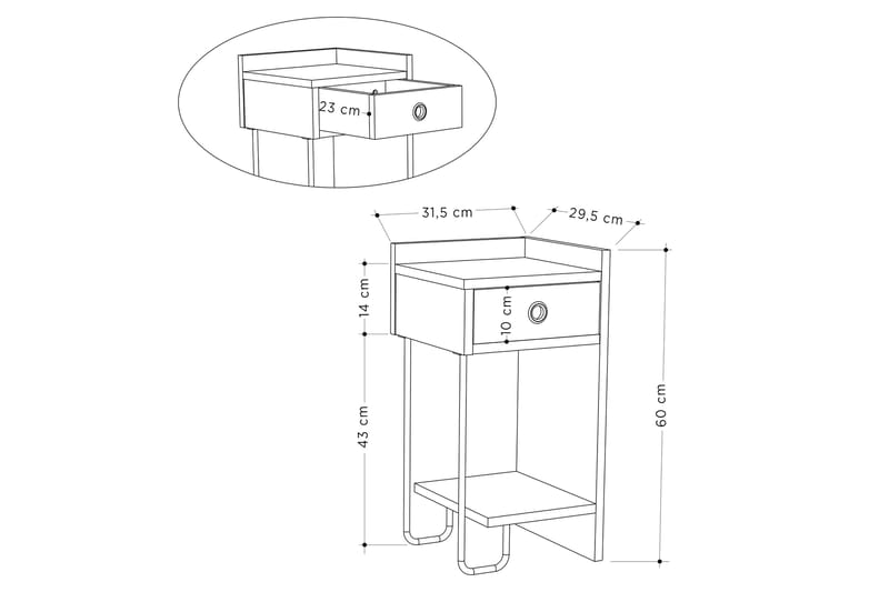 Sirius Sängbord 32x30 cm Vit - Hanah Home - Sängbord & nattduksbord