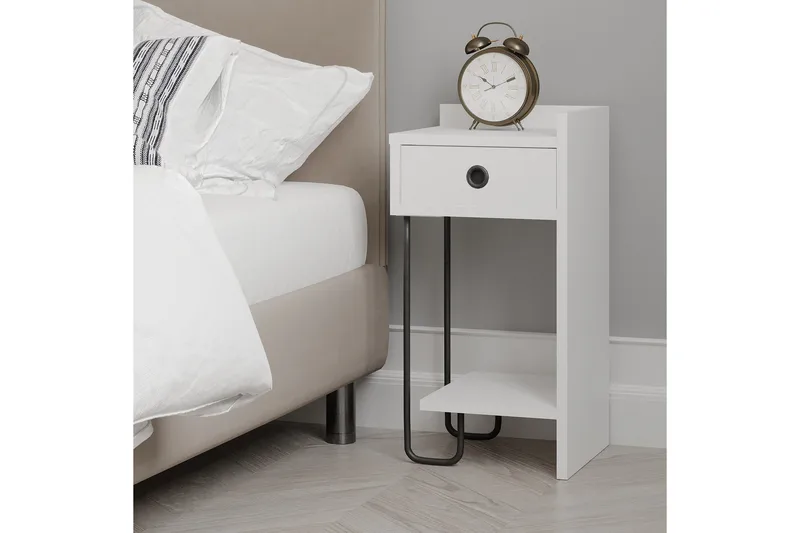 Sirius Sängbord 32x30 cm Vit - Hanah Home - Möbler - Bord & matgrupper - Avlastningsbord - Sängbord & nattduksbord