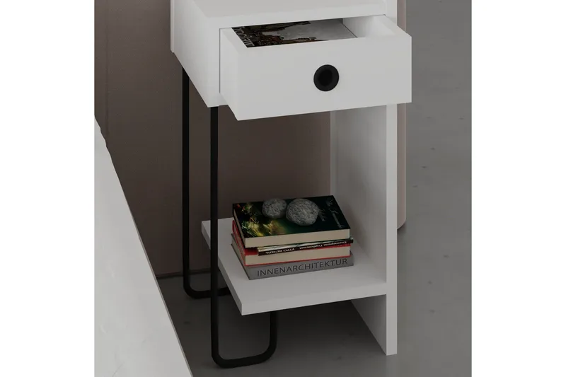 Sirius Sängbord 32x30 cm Vit - Hanah Home - Möbler - Bord & matgrupper - Avlastningsbord - Sängbord & nattduksbord