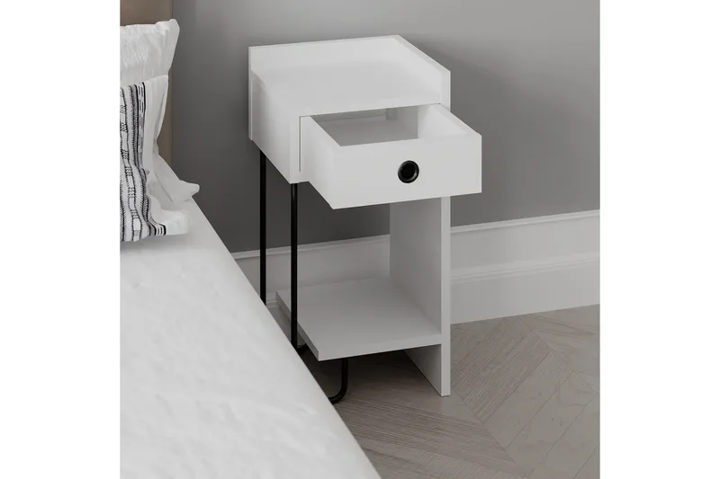 Sirius Sängbord 32x30 cm Vit - Hanah Home - Möbler - Bord & matgrupper - Avlastningsbord - Sängbord & nattduksbord