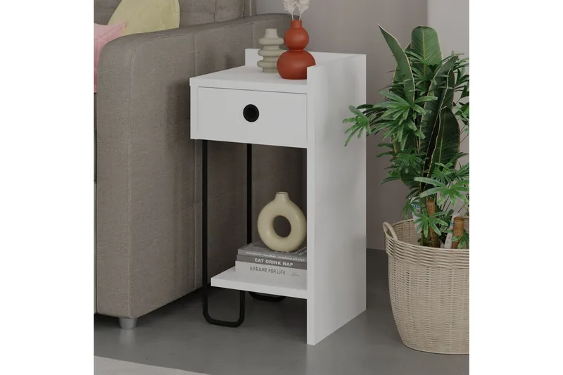 Sirius Sängbord 32x30 cm Vit - Hanah Home - Möbler - Bord & matgrupper - Avlastningsbord - Sängbord & nattduksbord