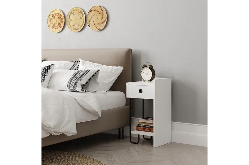 Sirius Sängbord 32x30 cm Vit - Hanah Home - Möbler - Bord & matgrupper - Avlastningsbord - Sängbord & nattduksbord