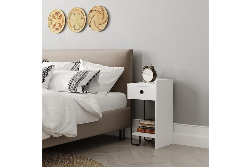 Sirius Sängbord 32x30 cm Vit - Hanah Home - Möbler - Bord & matgrupper - Avlastningsbord - Sängbord & nattduksbord