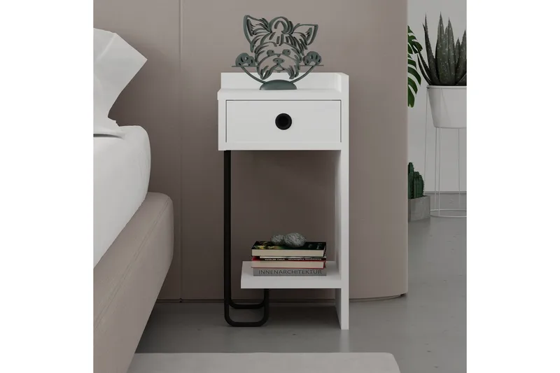 Sirius Sängbord 32x30 cm Vit - Hanah Home - Möbler - Bord & matgrupper - Avlastningsbord - Sängbord & nattduksbord