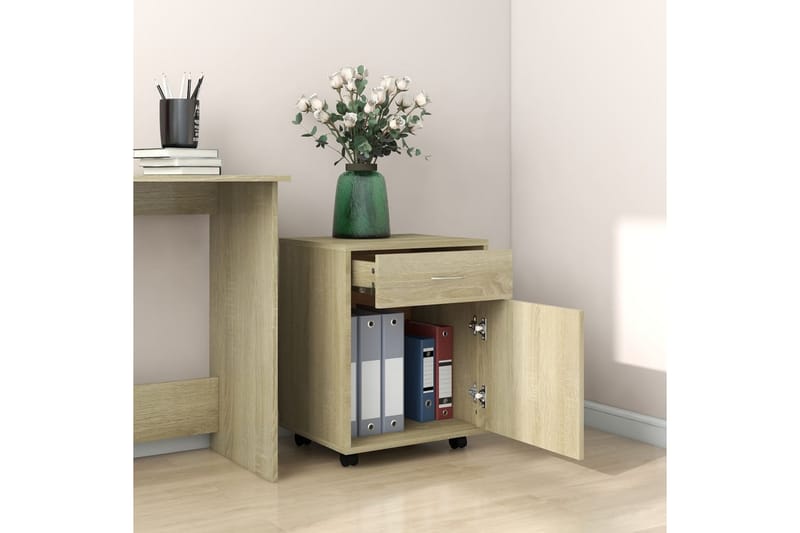 Skåp med hjul sonoma-ek 45x38x54 cm spånskiva - Brun - Möbler - Bord & matgrupper - Avlastningsbord - Sängbord & nattduksbord