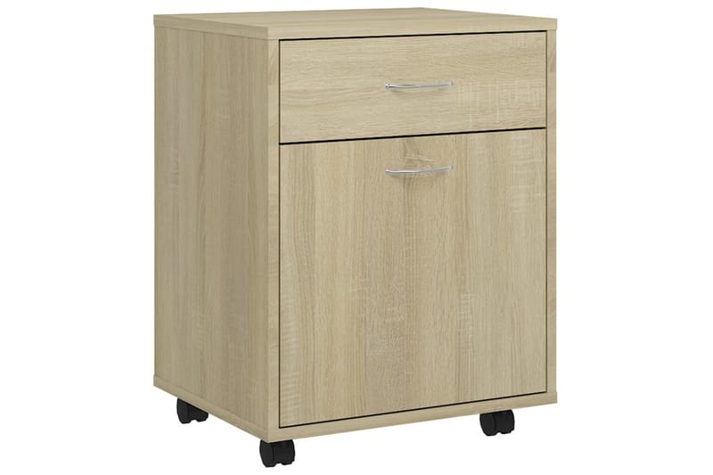 Skåp med hjul sonoma-ek 45x38x54 cm spånskiva - Brun - Möbler - Bord & matgrupper - Avlastningsbord - Sängbord & nattduksbord