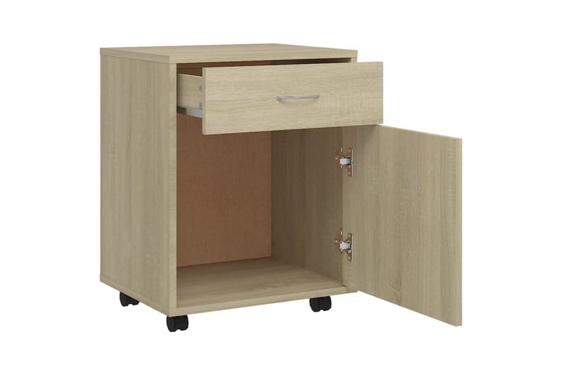 Skåp med hjul sonoma-ek 45x38x54 cm spånskiva - Brun - Möbler - Bord & matgrupper - Avlastningsbord - Sängbord & nattduksbord
