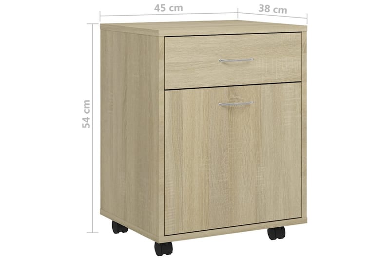 Skåp med hjul sonoma-ek 45x38x54 cm spånskiva - Brun - Möbler - Bord & matgrupper - Avlastningsbord - Sängbord & nattduksbord