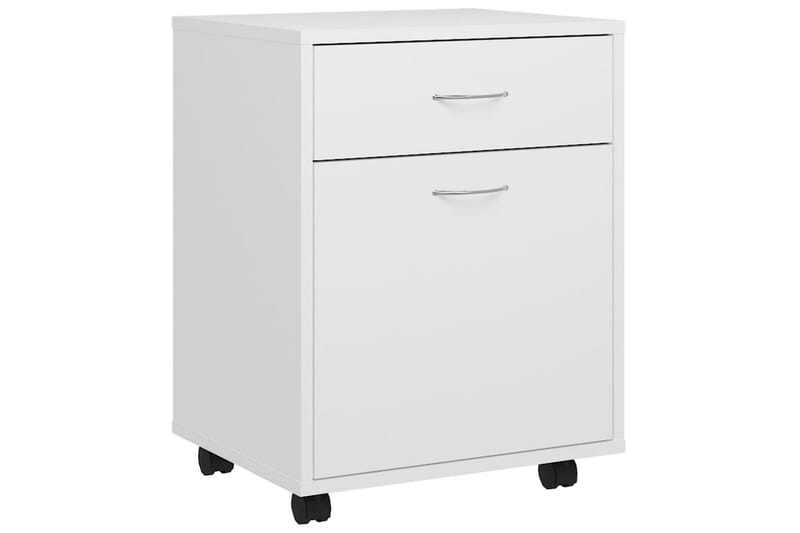 Skåp med hjul vit 45x38x54 cm spånskiva - Vit - Möbler - Bord & matgrupper - Avlastningsbord - Sängbord & nattduksbord