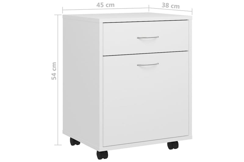 Skåp med hjul vit 45x38x54 cm spånskiva - Vit - Möbler - Bord & matgrupper - Avlastningsbord - Sängbord & nattduksbord