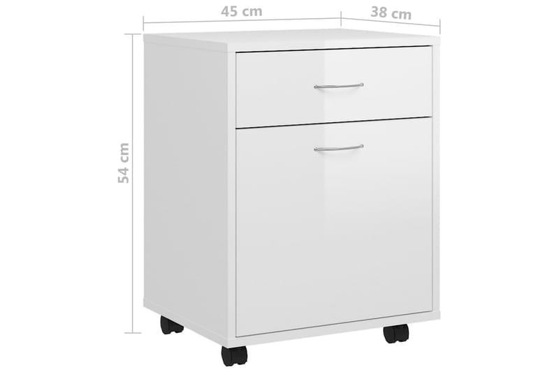 Skåp med hjul vit högglans 45x38x54 cm spånskiva - Vit - Möbler - Bord & matgrupper - Avlastningsbord - Sängbord & nattduksbord