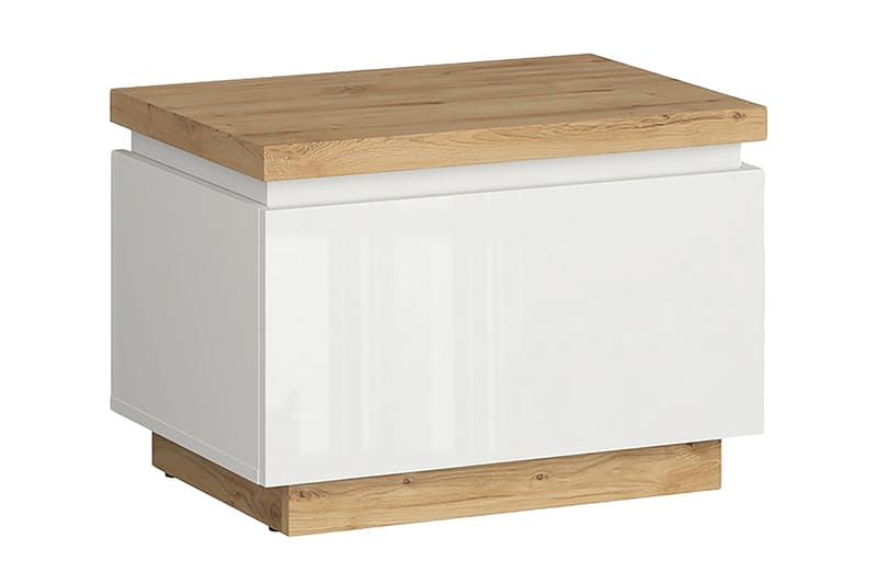 Snarkil Sängbord 58x41 cm - Natur/Vit Högglans - Möbler - Bord & matgrupper - Avlastningsbord - Sängbord & nattduksbord