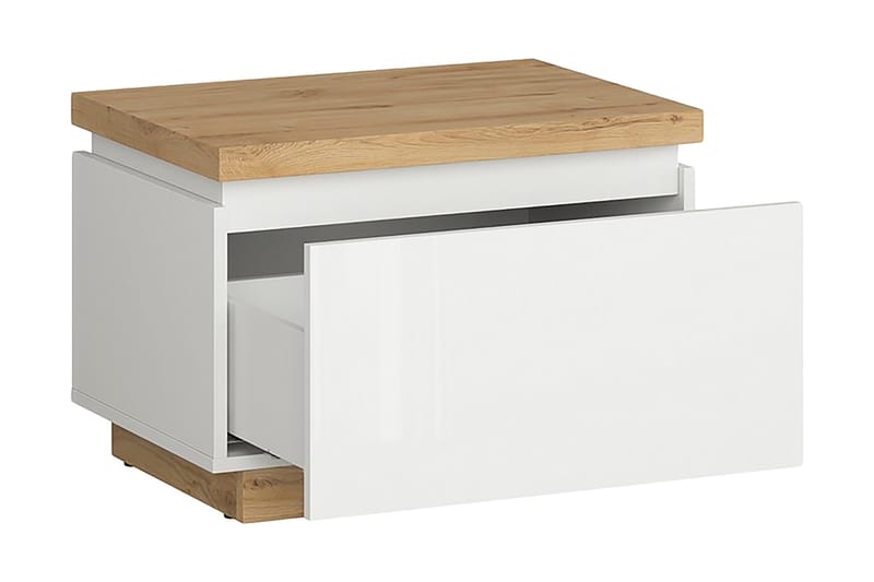 Snarkil Sängbord 58x41 cm - Natur/Vit Högglans - Möbler - Bord & matgrupper - Avlastningsbord - Sängbord & nattduksbord