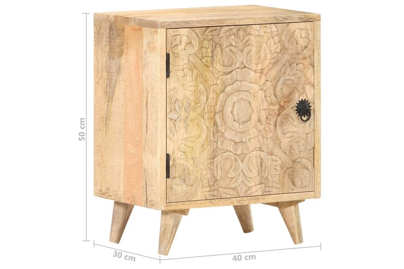 Snidat sängbord 40x30x50 cm massivt mangoträ - Brun - Möbler - Bord & matgrupper - Avlastningsbord - Sängbord & nattduksbord