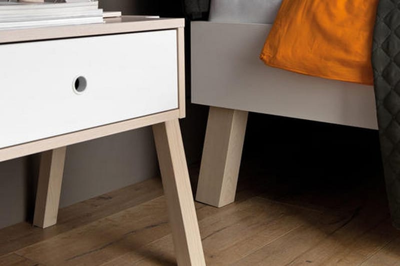 Spot Sängbord 58 cm med Förvaring Låda Natur/Vit - VOX - Sängbord & nattduksbord