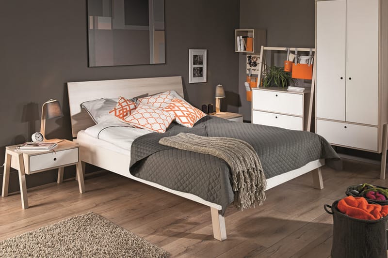 Spot Sängbord 58 cm med Förvaring Låda Natur/Vit - VOX - Möbler - Bord & matgrupper - Avlastningsbord - Sängbord & nattduksbord