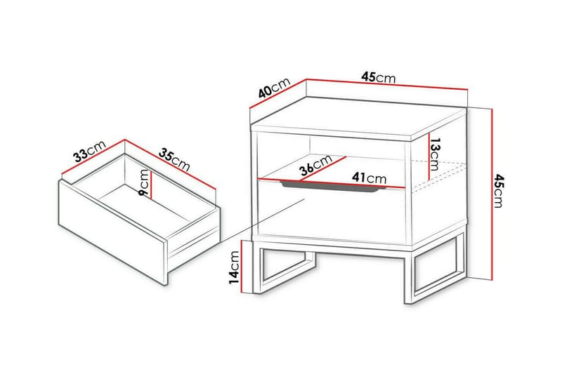 Staffin Sängbord 45 cm - Vit - Möbler - Bord & matgrupper - Avlastningsbord - Sängbord & nattduksbord