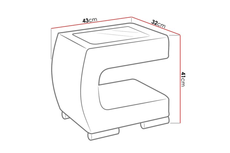 Stoliv Sängbord 43 cm Höger - Ecoläder/Svart - Möbler - Bord & matgrupper - Avlastningsbord - Sängbord & nattduksbord