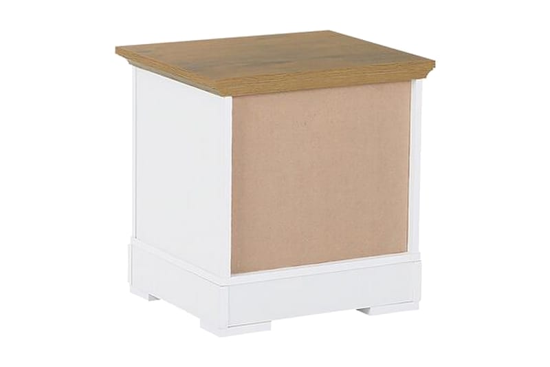 Strutton Sängbord 48 cm med Förvaring Låda + Hylla - Vit/Brun - Möbler - Bord & matgrupper - Avlastningsbord - Sängbord & nattduksbord