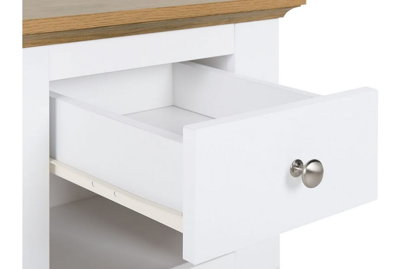 Strutton Sängbord 48 cm med Förvaring Låda + Hylla - Vit/Brun - Möbler - Bord & matgrupper - Avlastningsbord - Sängbord & nattduksbord