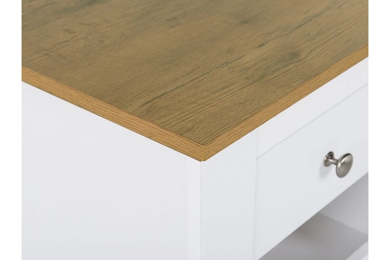 Strutton Sängbord 48 cm med Förvaring Låda + Hylla - Vit/Brun - Möbler - Bord & matgrupper - Avlastningsbord - Sängbord & nattduksbord