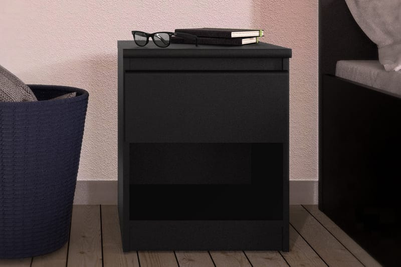 Style Sängbord med 1 Låda - Svart - Möbler - Bord & matgrupper - Avlastningsbord - Sängbord & nattduksbord
