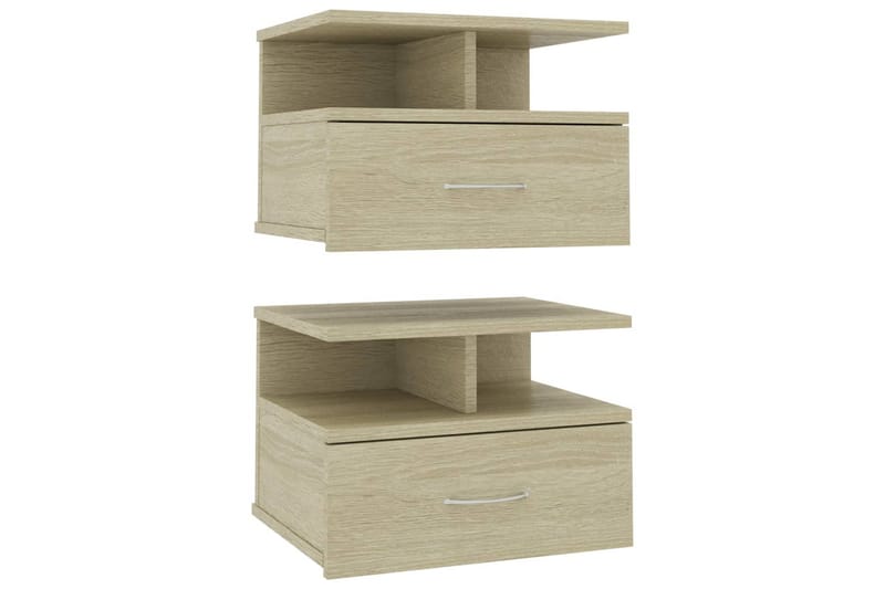 Svävande sängbord 2 st sonoma-ek 40x31x27 cm spånskiva - Brun - Möbler - Bord & matgrupper - Avlastningsbord - Sängbord & nattduksbord