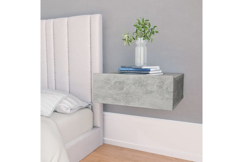 Svävande sängbord betonggrå 40x30x15 cm spånskiva - Grå - Möbler - Bord & matgrupper - Avlastningsbord - Sängbord & nattduksbord