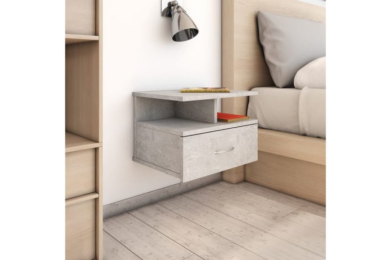 Svävande sängbord betonggrå 40x31x27 cm spånskiva - Grå - Möbler - Bord & matgrupper - Avlastningsbord - Sängbord & nattduksbord