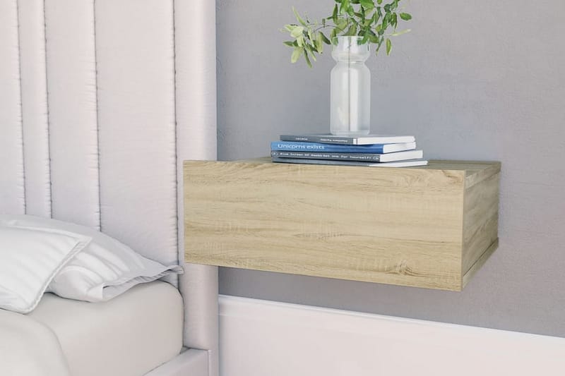 Svävande sängbord sonoma-ek 40x30x15 cm spånskiva - Brun - Möbler - Bord & matgrupper - Avlastningsbord - Sängbord & nattduksbord