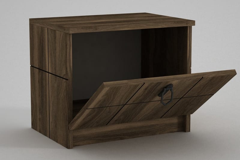 Tera Home Sängbord 49 cm med Förvaring Lucka - Valnötsbrun - Sängbord & nattduksbord