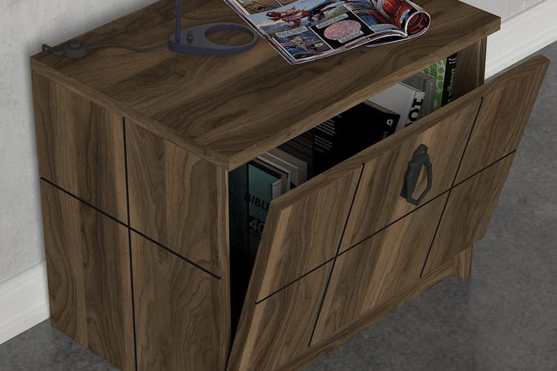 Tera Home Sängbord 49 cm med Förvaring Lucka - Valnötsbrun - Sängbord & nattduksbord