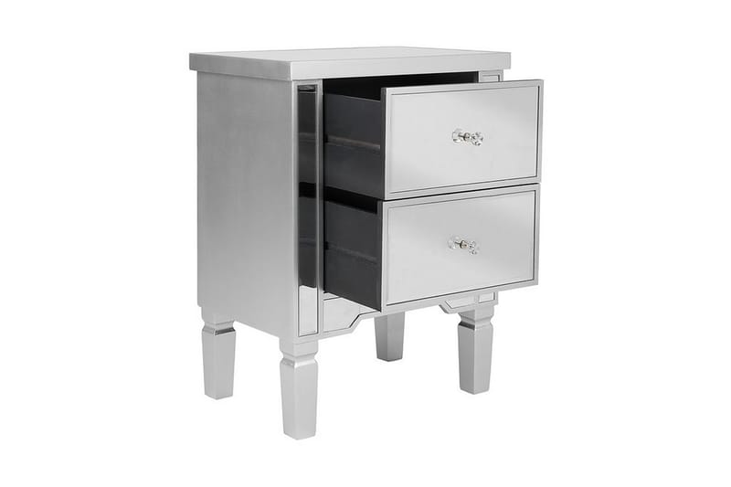 Tigy Sängbord 49 cm med Förvaring 2 Lådor - Glas/Silver - Möbler - Bord & matgrupper - Avlastningsbord - Sängbord & nattduksbord