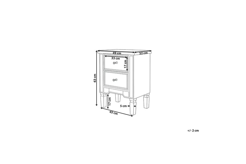 Tigy Sängbord 49 cm med Förvaring 2 Lådor - Glas/Silver - Sängbord & nattduksbord