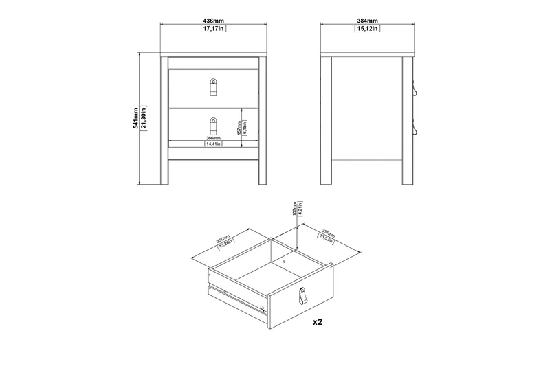 Vallvidera Sängbord 44 cm - Svart - Möbler - Bord & matgrupper - Avlastningsbord - Sängbord & nattduksbord