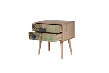 Vellavie Sängbord 60 cm med Förvaring 2 Lådor Körsbärsblom - Teak - Möbler - Bord & matgrupper - Avlastningsbord - Sängbord & nattduksbord