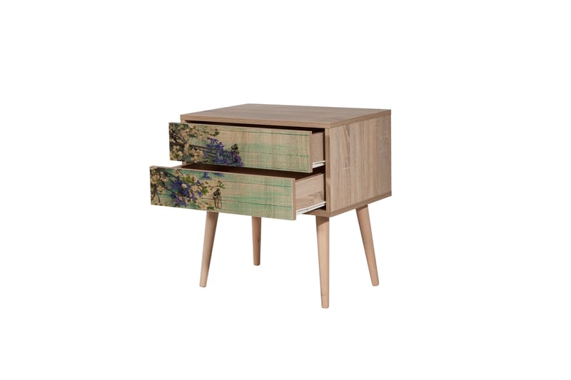 Vellavie Sängbord 60 cm med Förvaring 2 Lådor Körsbärsblom - Teak - Möbler - Bord & matgrupper - Avlastningsbord - Sängbord & nattduksbord