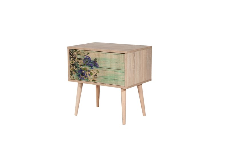 Vellavie Sängbord 60 cm med Förvaring 2 Lådor Körsbärsblom - Teak - Möbler - Bord & matgrupper - Avlastningsbord - Sängbord & nattduksbord