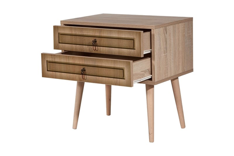 Vellavie Sängbord 60 cm med Förvaring 2 Lådor Ram - Brun - Möbler - Bord & matgrupper - Avlastningsbord - Sängbord & nattduksbord