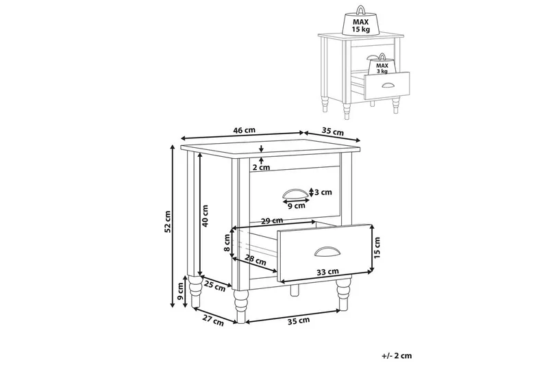 Sängbord Shillington Vit, Silver - Vit, Silver - Möbler - Bord & matgrupper - Avlastningsbord - Sängbord & nattduksbord