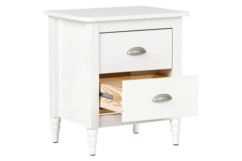 Sängbord Shillington Vit, Silver - Vit, Silver - Möbler - Bord & matgrupper - Avlastningsbord - Sängbord & nattduksbord