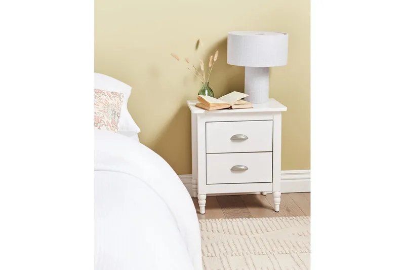 Sängbord Shillington Vit, Silver - Vit, Silver - Möbler - Bord & matgrupper - Avlastningsbord - Sängbord & nattduksbord